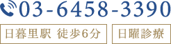 TEL:03-6458-3390 日暮里駅 徒歩6分 日曜診療